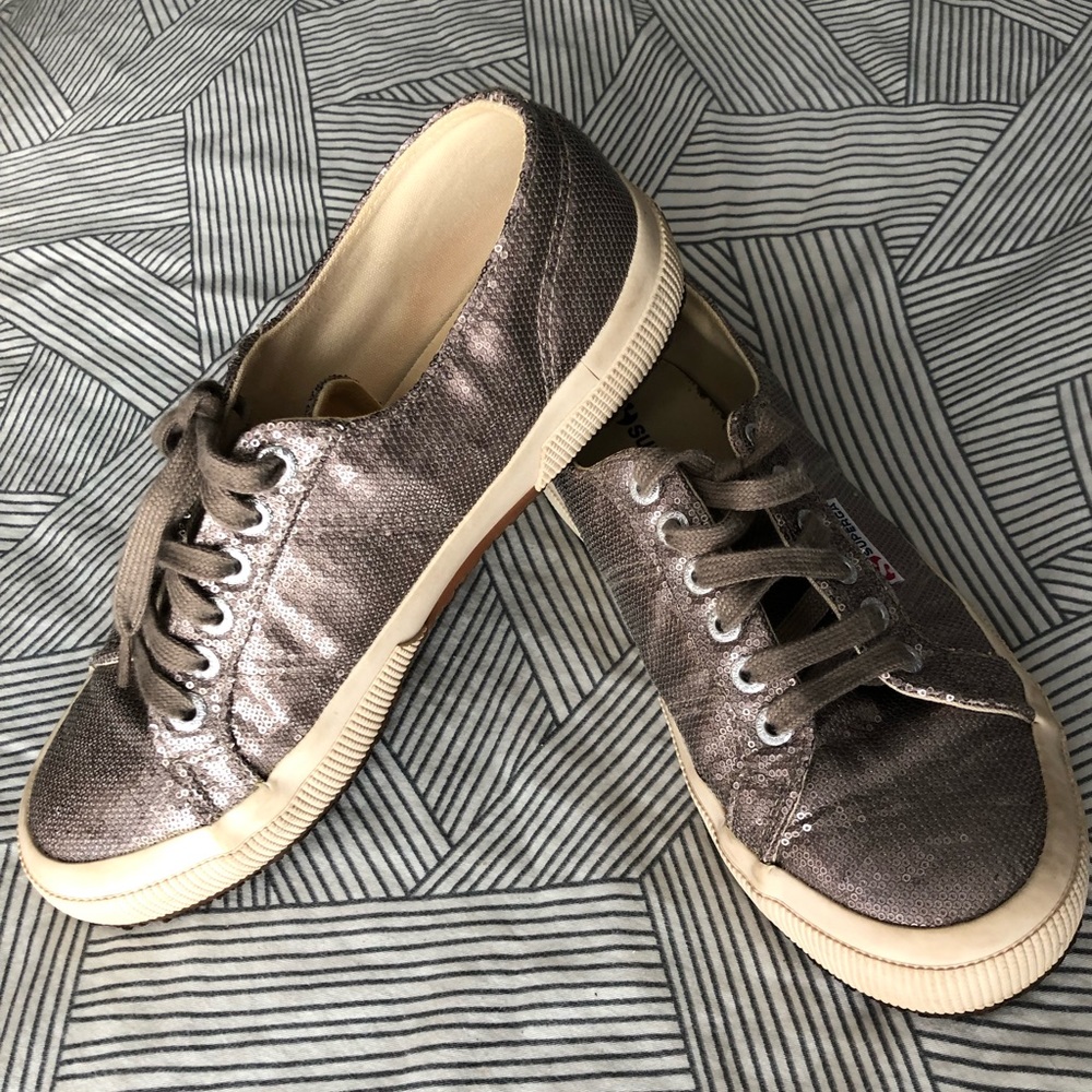 RARE Women’s Metallic MicroSequin SUPERGA sneakers size EU39/US8 -Like New